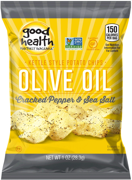 Good Health Olive Oil Cracked Pepper & Sea Salt- Kettle Chips