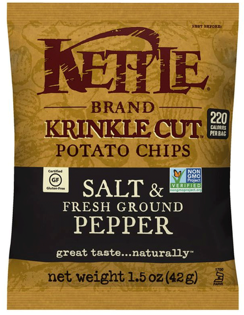 Kettle Brand Krinkle Cut Potato Chips Salt and Fresh Ground Pepper