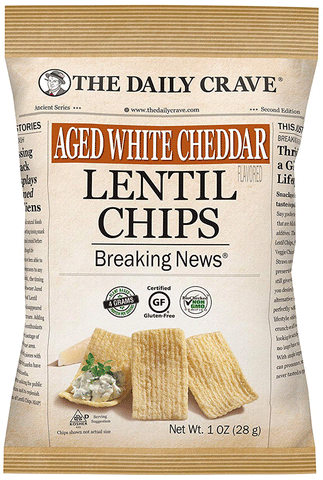 The Daily Crave Lentil Chips Aged White Cheddar