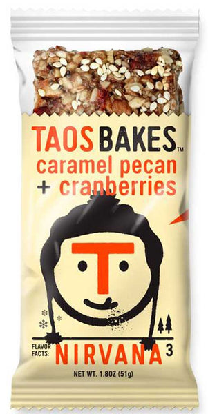 Taos Bakes Caramel Pecan + Cranberries Bar