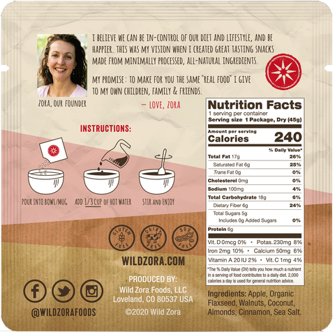 Wild Zora Instant Grain-Free Hot Cereal Apple Pie