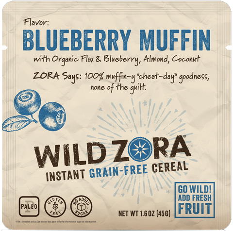Wild Zora Instant Grain-Free Hot Cereal Blueberry Muffin